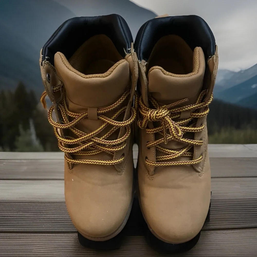 Boys Size 3Y Youth Wonder Nation Work Boots Lace Up Tan Leather Shoes‎
